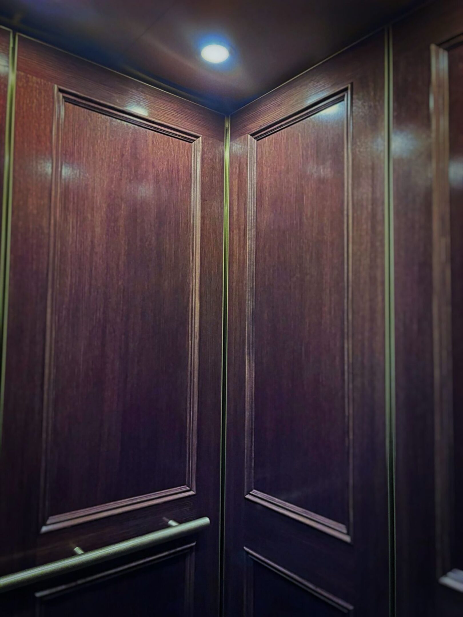 White Rift Oak & Bronze Elevator Cab — Upper West Side — view 3